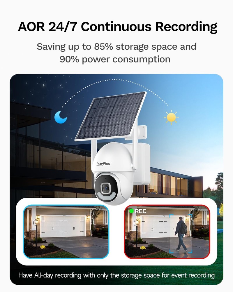 5MP Security Camera System Wireless Outdoor, No Subscription, Solar-Powered, ...