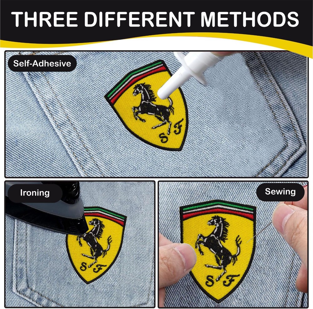 Ferrari Logo Crest Iron On Patch - Sew Patch Crest Embroidered Patch 3.8"x2.8"