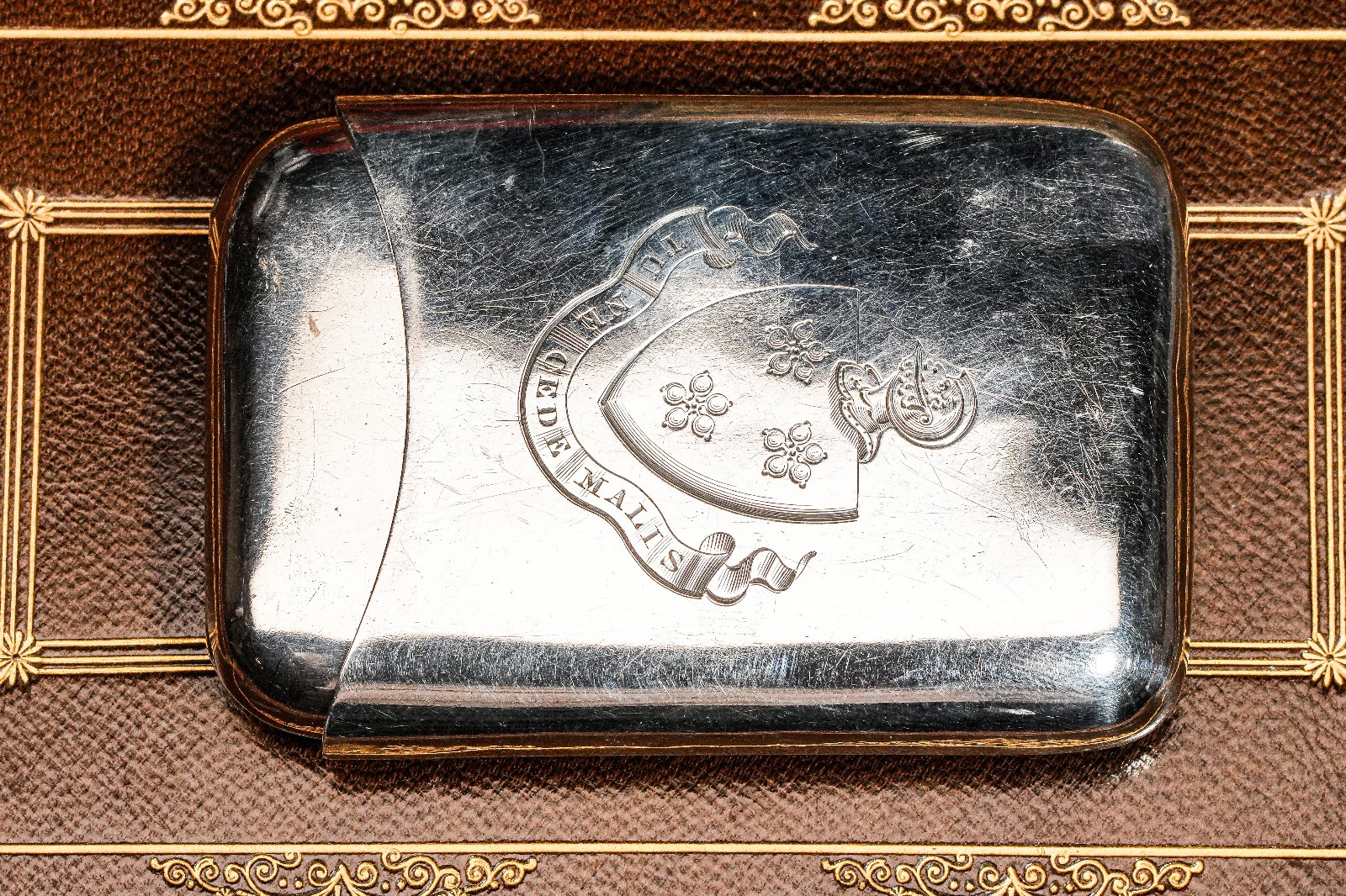Stunning Antique Victorian Sterling Silver Cigarette Case Armorial Herladic