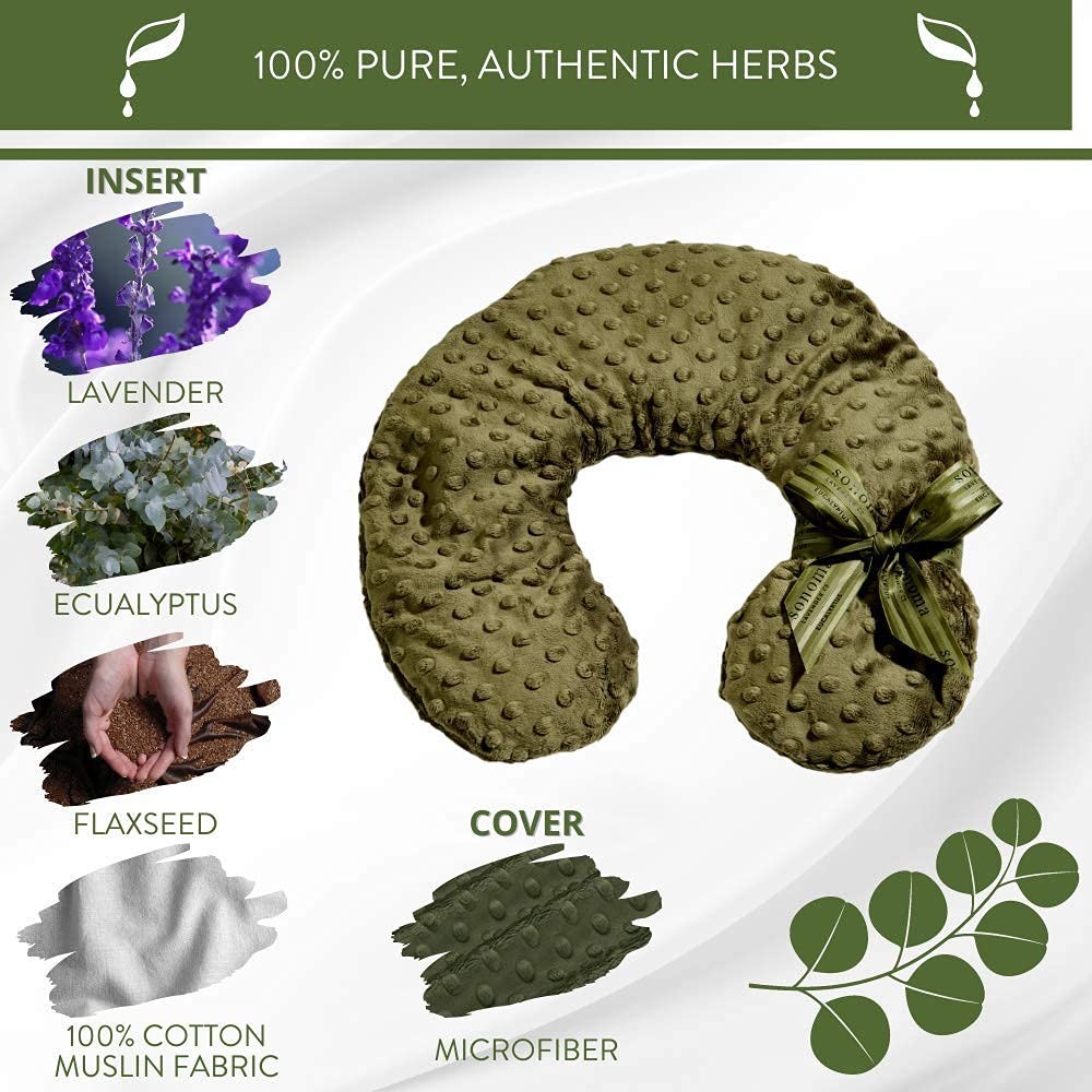 Luxury Eucalyptus/Lavender Heatable/Chillable Neck Pillow, Microwaveable for ...