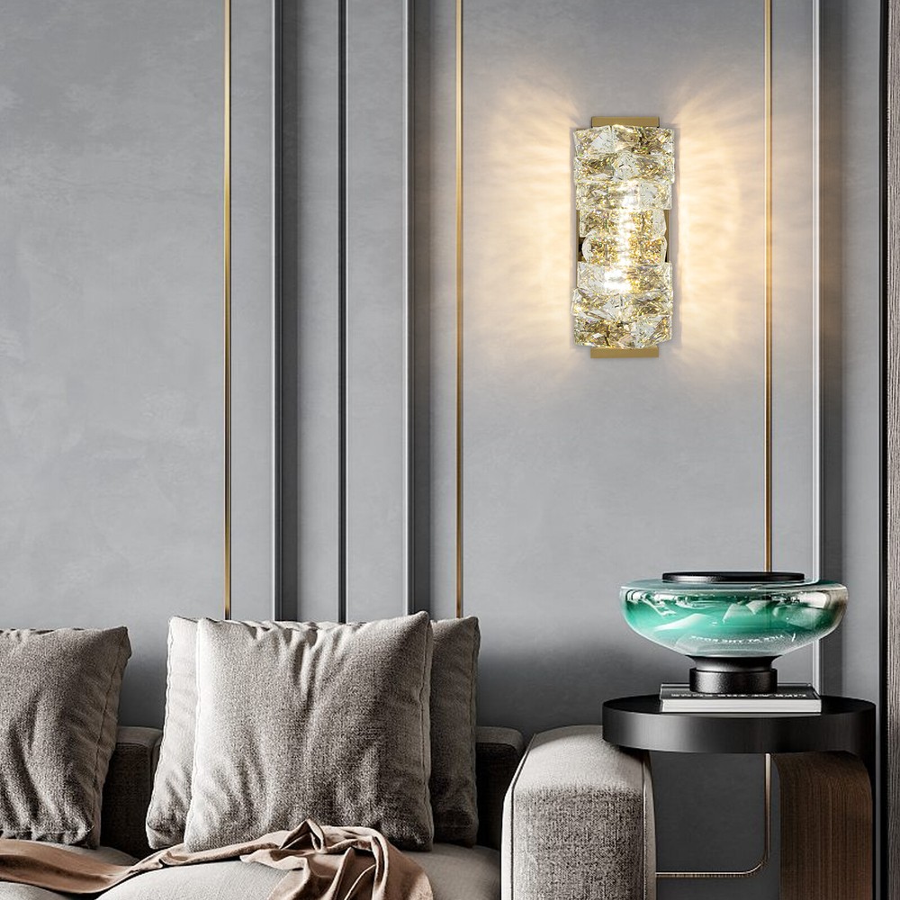 Modern Golden Crystal Wall Lamp with Adjustable LED Light Source