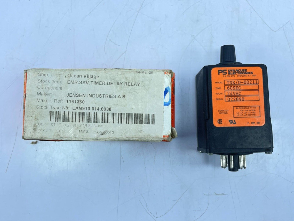 PS Syracuse Electronics TNR/D-00211 Time Delay Relay 60SEC 24VAC