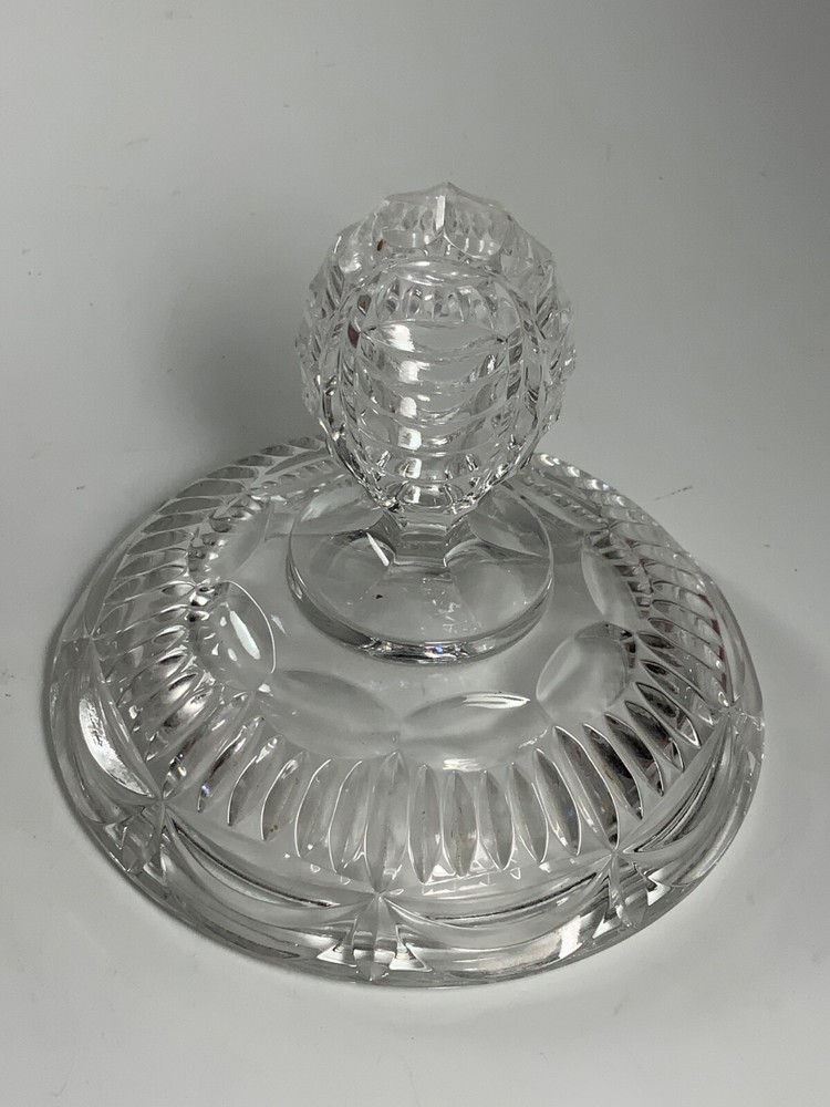Vintage Cut Crystal Drape Pattern Candy Dish & Lid 8 in.