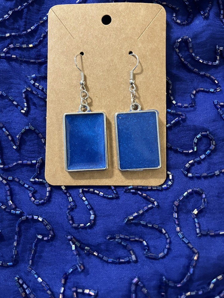 Hand Made Beautiful Blue Earrings rectangle New