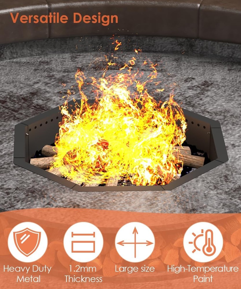 Smokeless Fire Pit Ring 35-Inch Outer 31-Inch Inner Diameter, Large Solid Steel