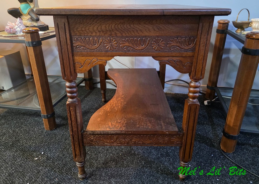 Antique 19th Century Oak Single Drawer Legs Work Table