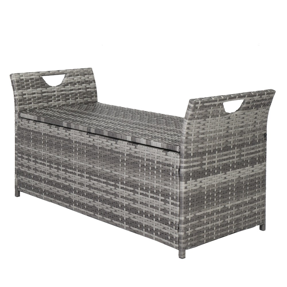 SHIP FROM USA,Gray Gradient Footstool Locker Rattan Locker
