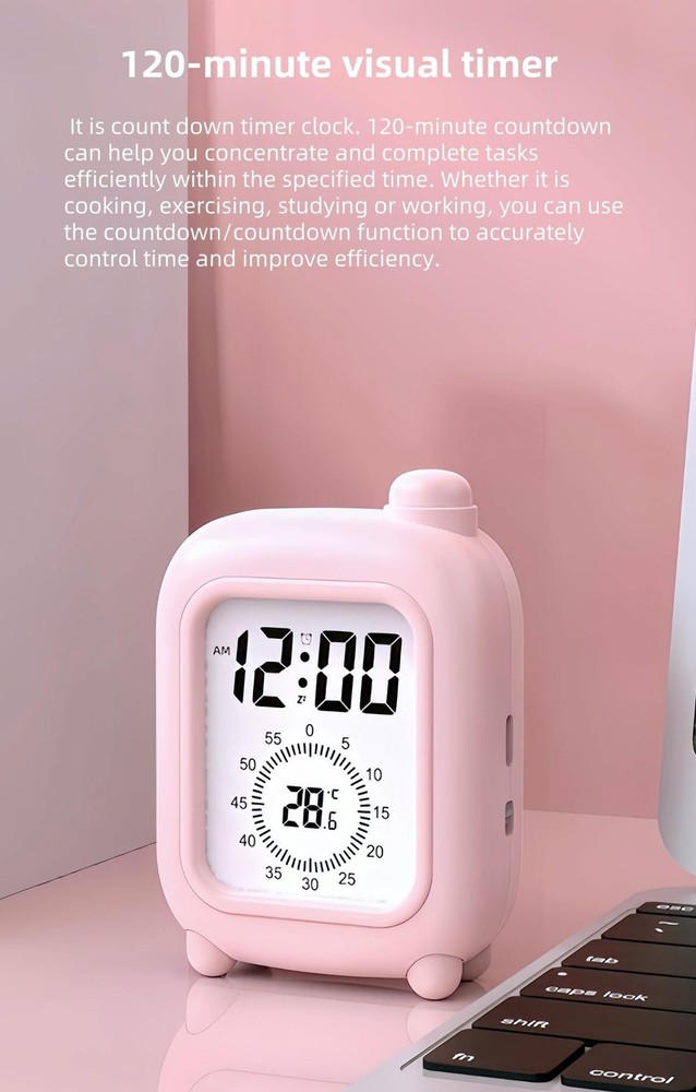 Visual Timer Clock, Digital Alarm Clocks with Temperature Display, Countdown,...