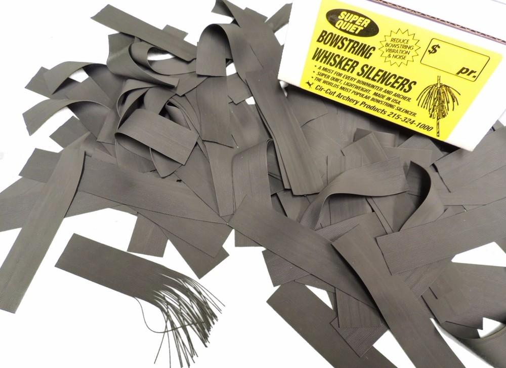 100 Pc.  BLACK  Rubber Whisker Bow String Silencers Archery Compound Recurve NEW