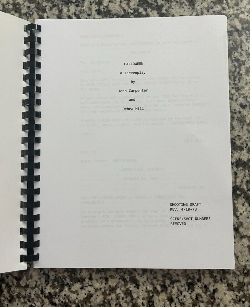 Halloween 1978 Horror Movie autographed Script Reprint Full Screenplay Script