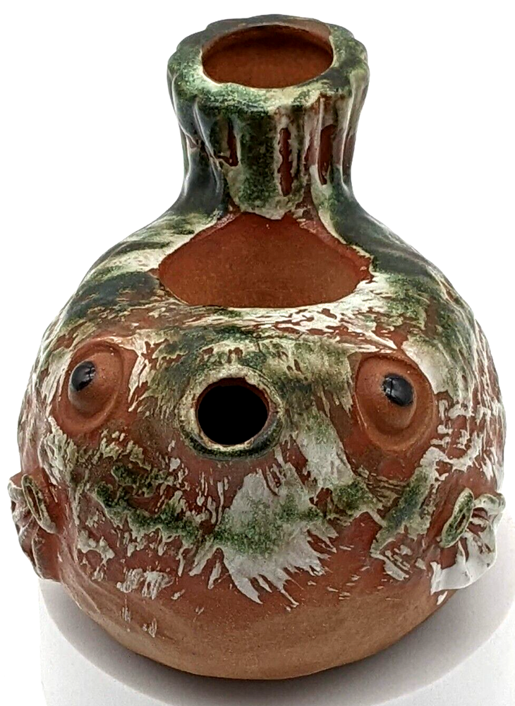 Terracotta Glazed Folk Art Fish Shaped Water Jug