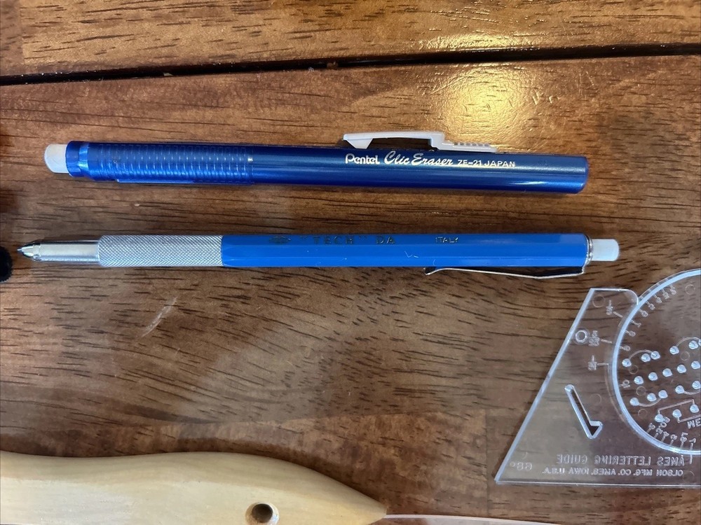 Alvin Drafting Architect Tools Triangle Ruler Brush Pen Lead Compass Dots Lot