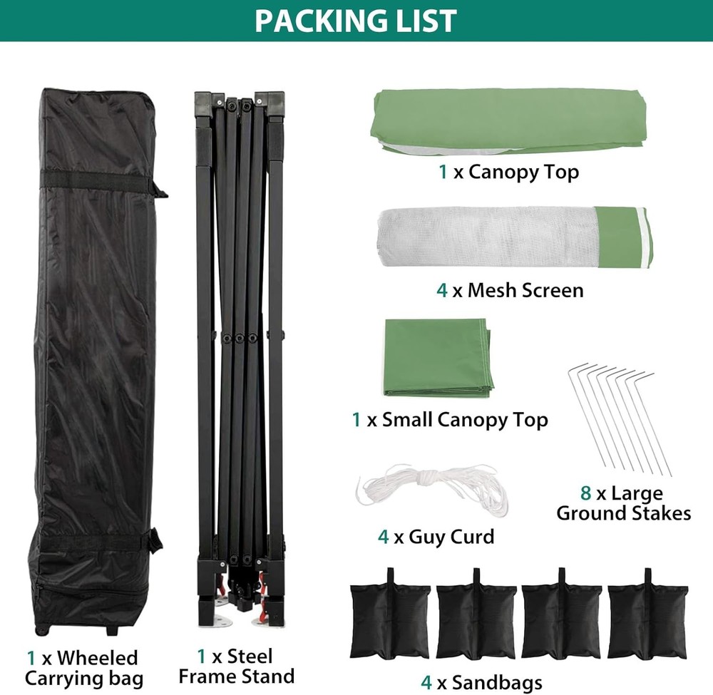 Pop Up Canopy Tent 12x12 One Push with Mosquito Net