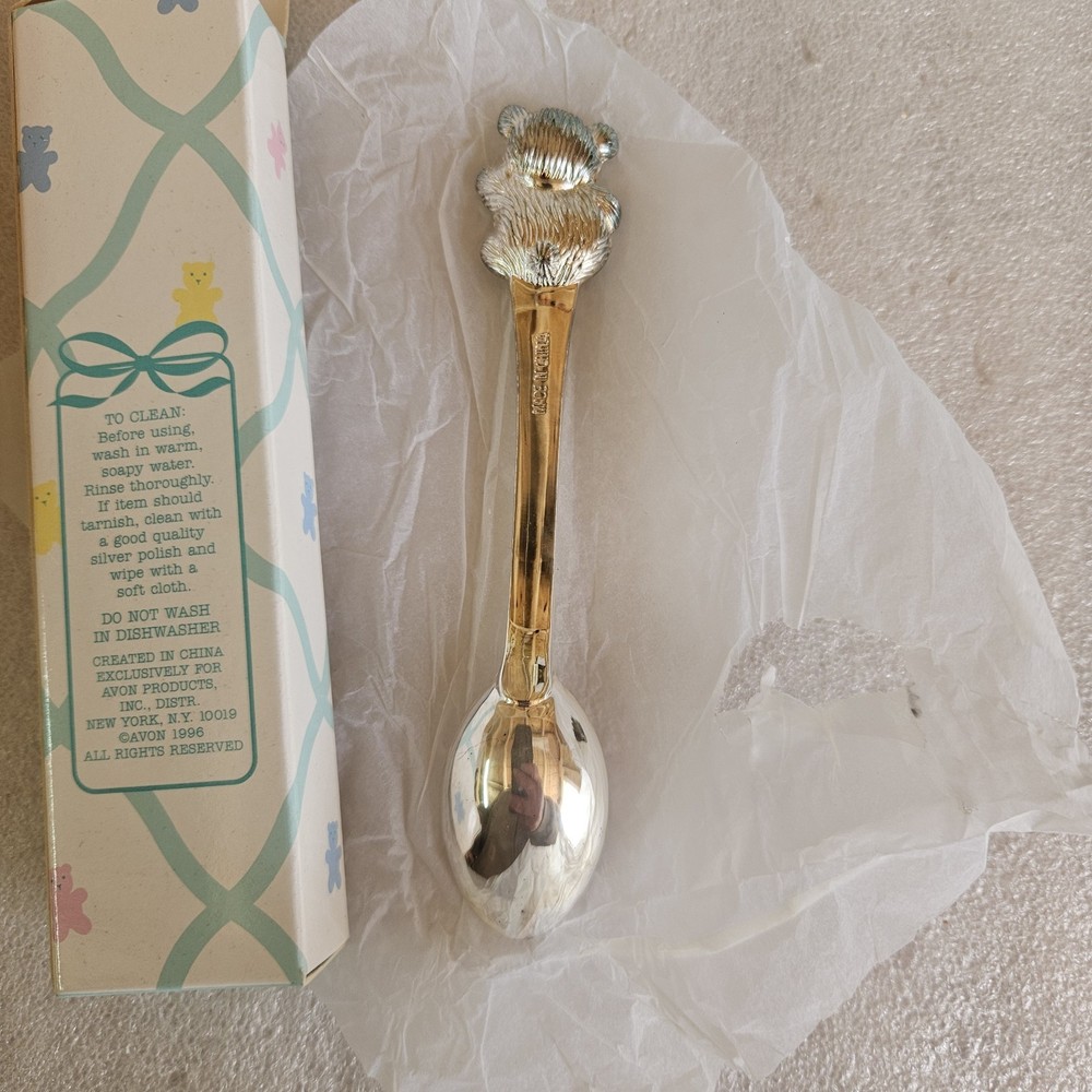 AVON Baby's First Heirloom Collection Cup, Spoon & Bear Bank Silverplated
