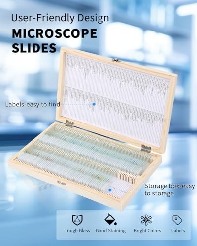 160-Pcs Educational Microscope Slides Set with Specimens for Biology Experiments