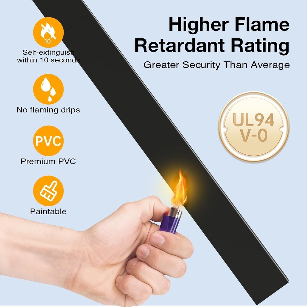 Durable Black Cable Cover Raceway Kit - Easy Installation & Child-Safe Design