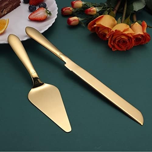 Elegant Wedding Cake Knife and Server Set Gold