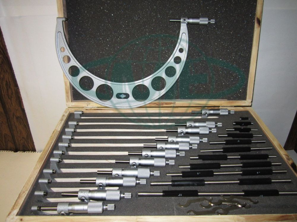 0-12" Precision OD micrometer set 0.0001" carbide standards 12pcs/set FREE SHIP