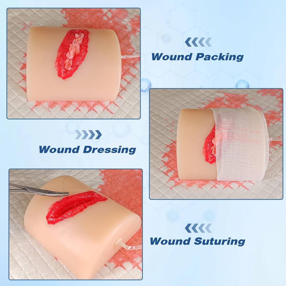 2Pcs Wound Packing Task Trainer,Stop The Bleed Training Kit,Bleeding Red
