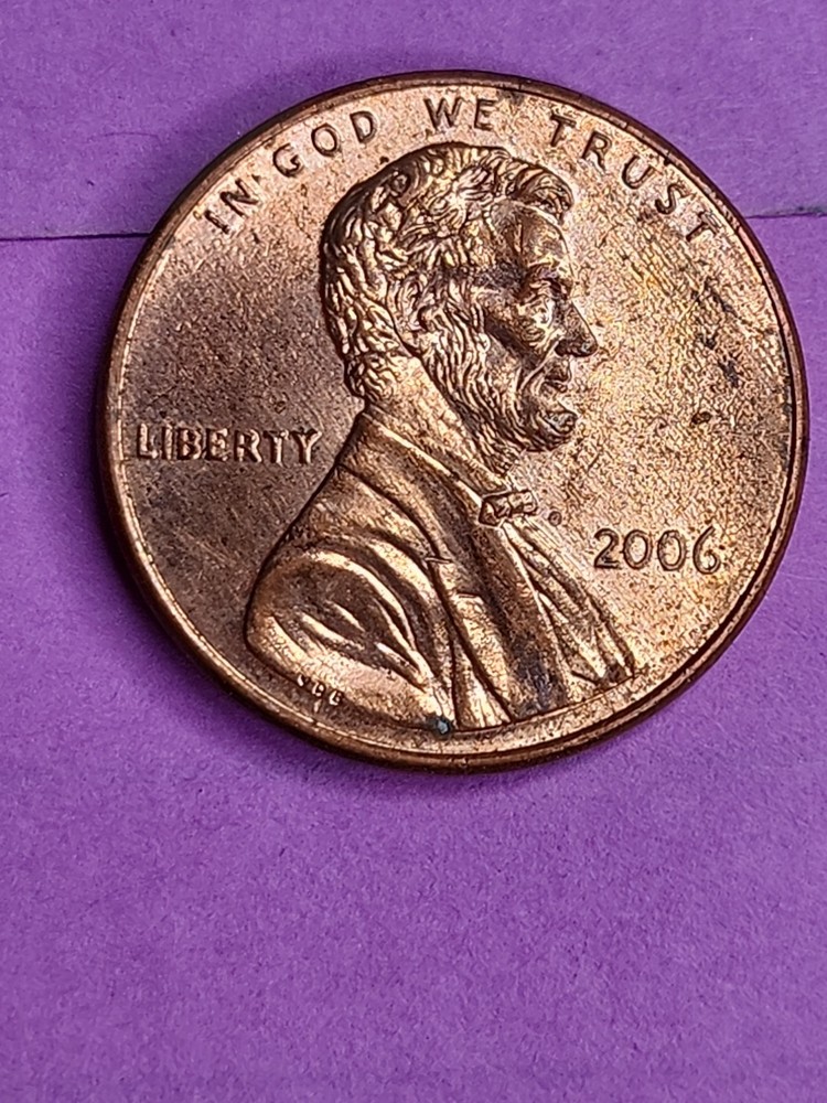 Error Cent 2006 Lincoln Memorial Bee Hive Die Chip Between Columns Uncertified