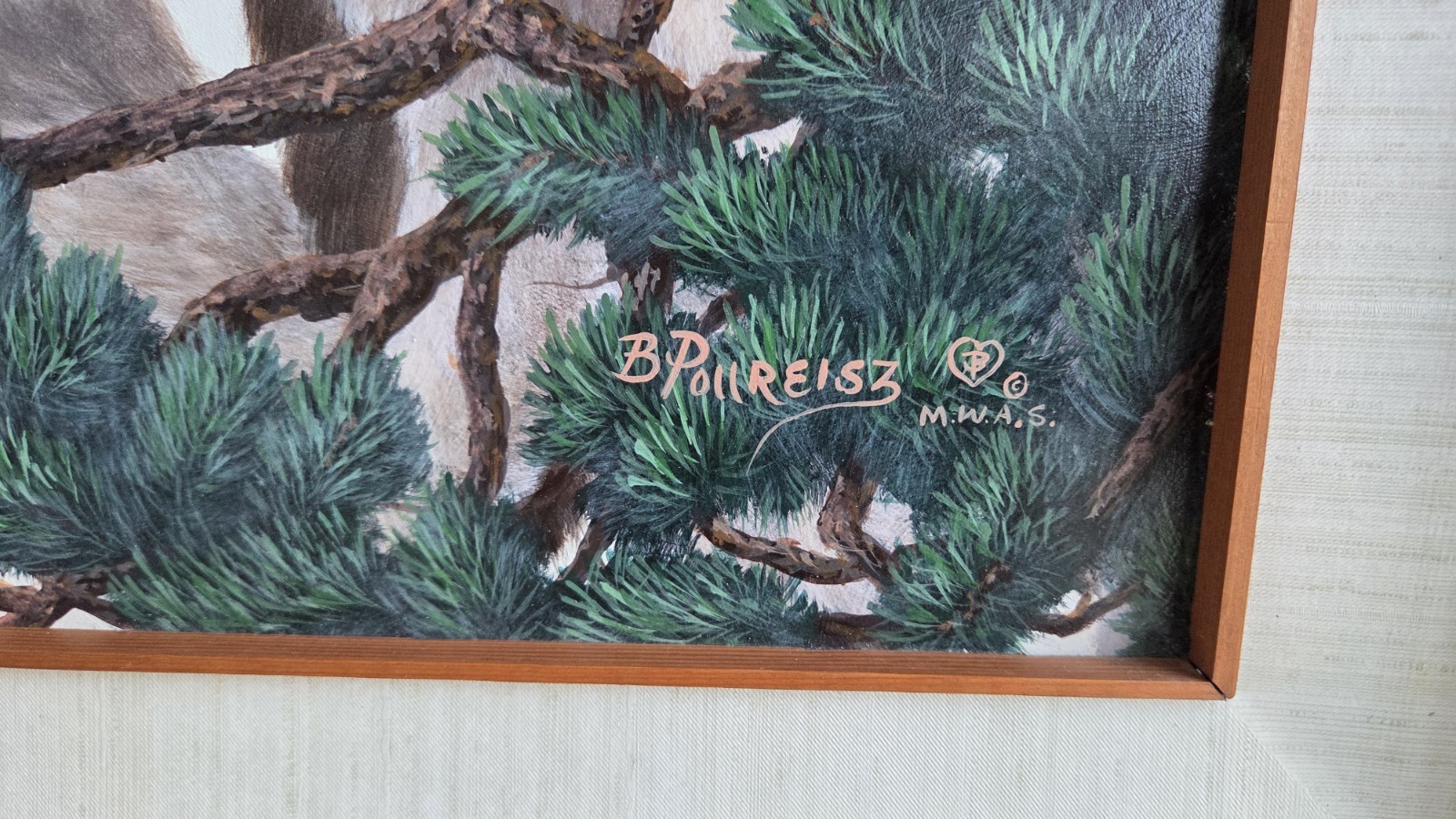 BRENDA POLLREISZ ORIGINAL OIL PAINTING " GRAY SILENCE" WOLVES LARGE