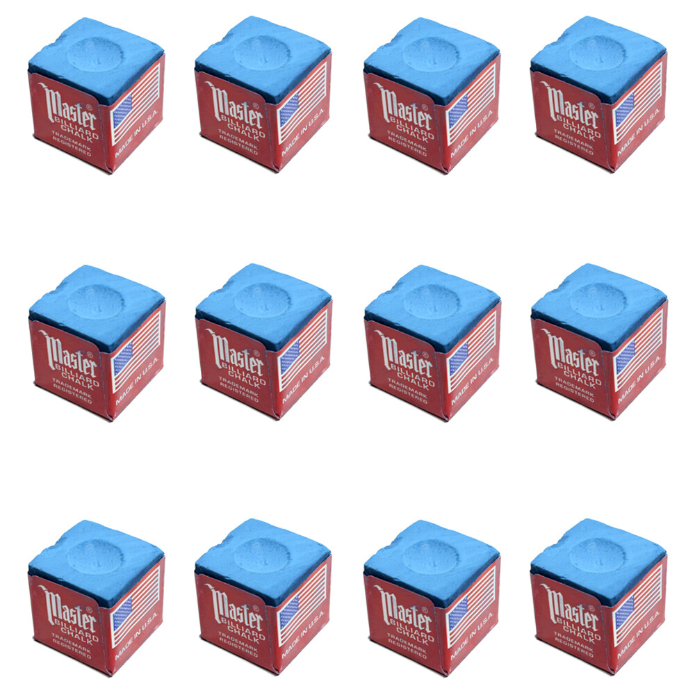 One Dozen Master Pool And Billiards Cue Chalk- Blue