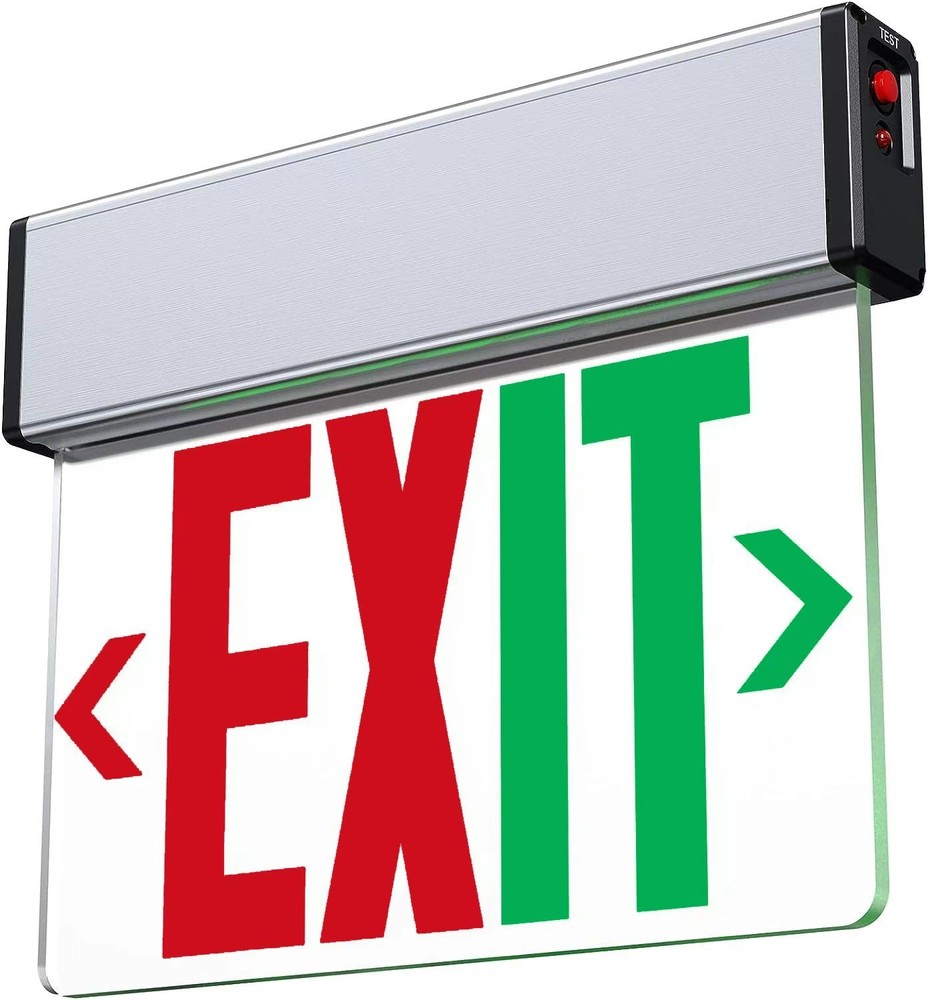 LED RED Exit Sign light 120-347V 90Min emergency Backup-Double Sided Red orGreen
