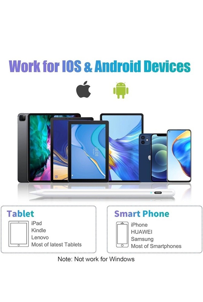 Universal Stylus Pen for iPad iPhone Android Windows – Rechargeable Touchscreen