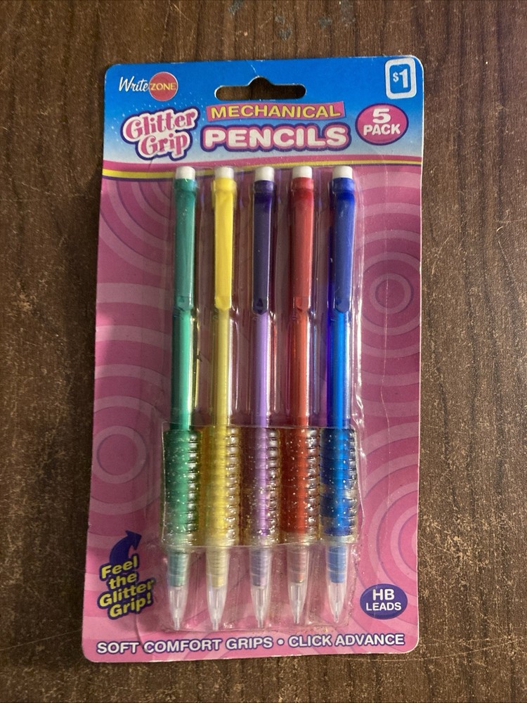 Writezone Glitter Grip Mechanical 5 Pack Pencils