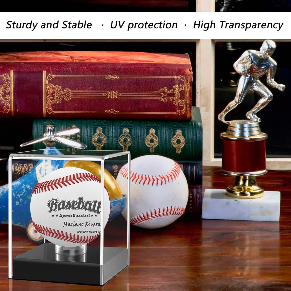 2-Pack Baseball Display Case UV Protected Acrylic Cube for Memorabilia