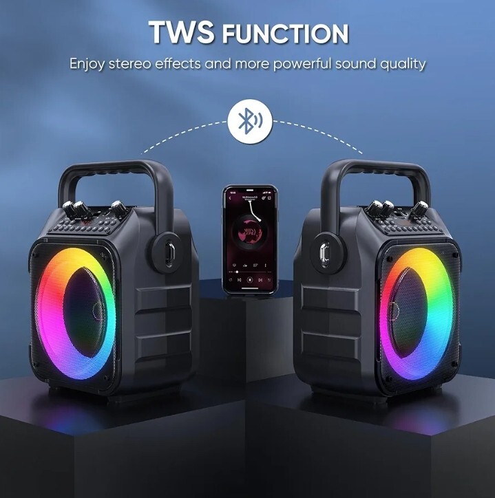 Karaoke Machine, Portable Bluetooth Speaker with 2 Wireless Microphones for...