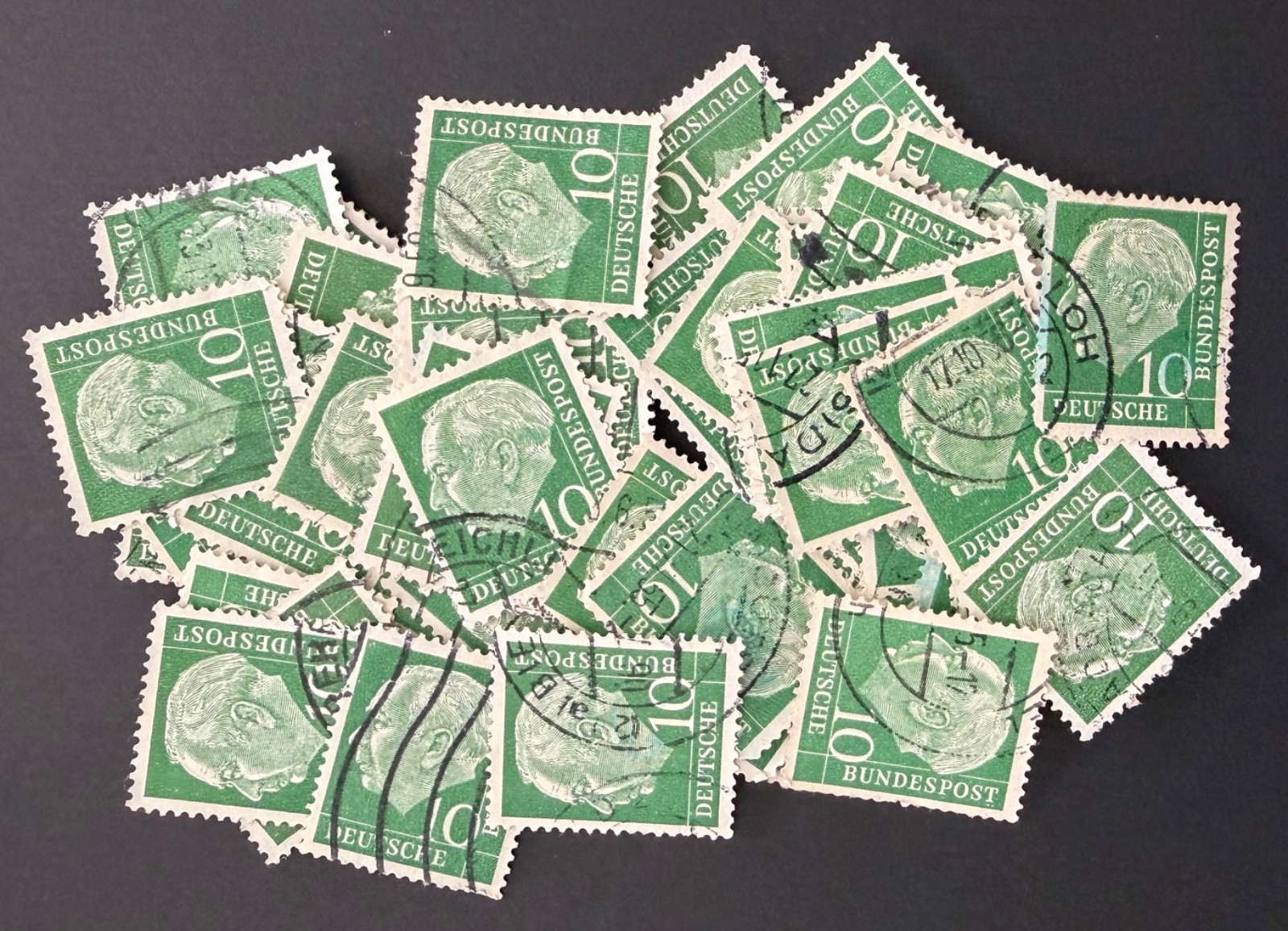 Germany #708 - 10 pf green - 70+ stamps for Art or Crafting