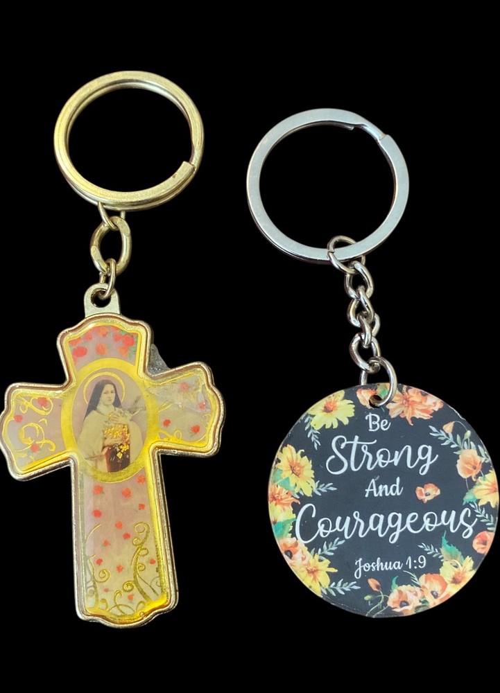 Religious Keychains Cross & Joshua 1:9
