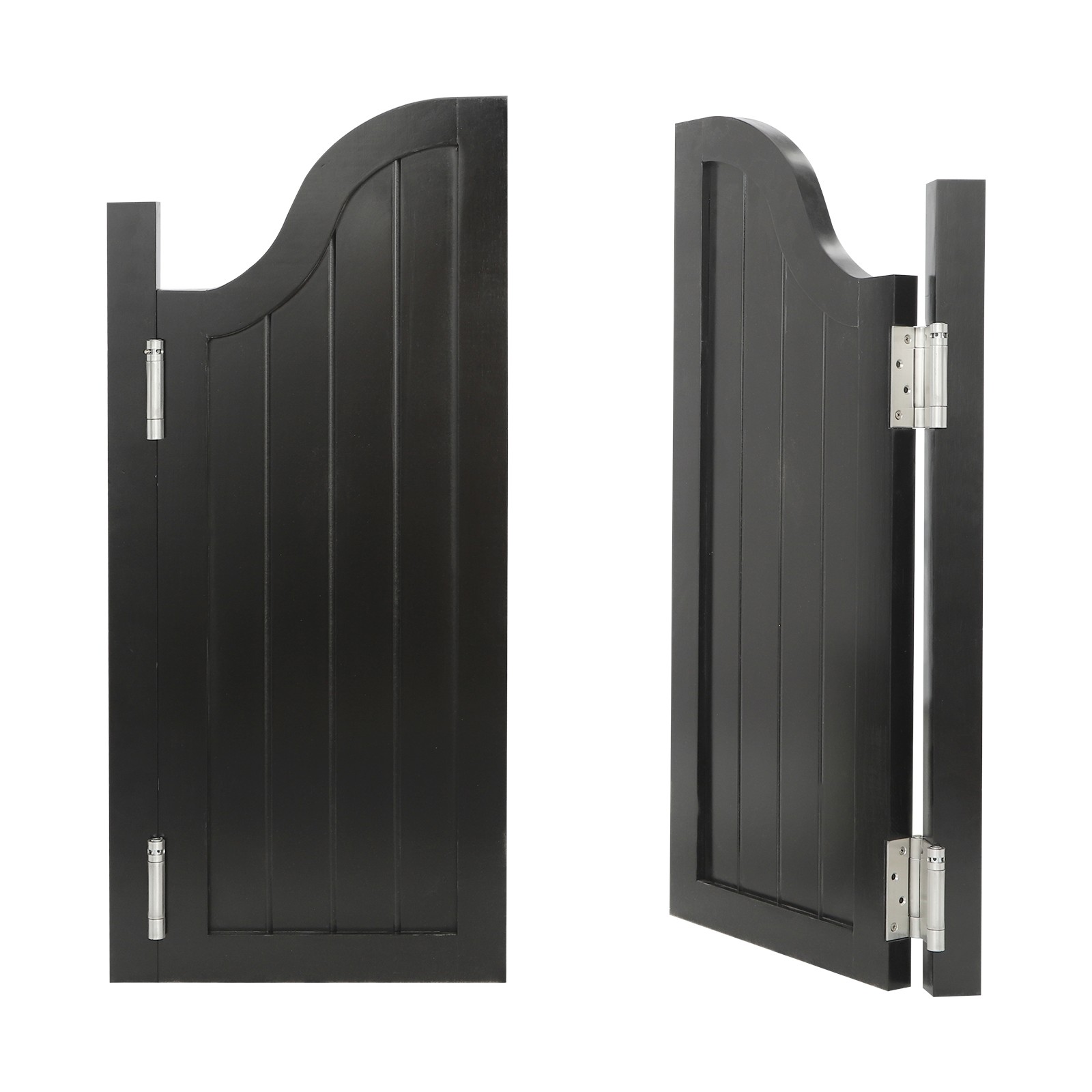 Black Entrance Partition Swing Solid Wood Door Pine Wood Partition Door for Shop