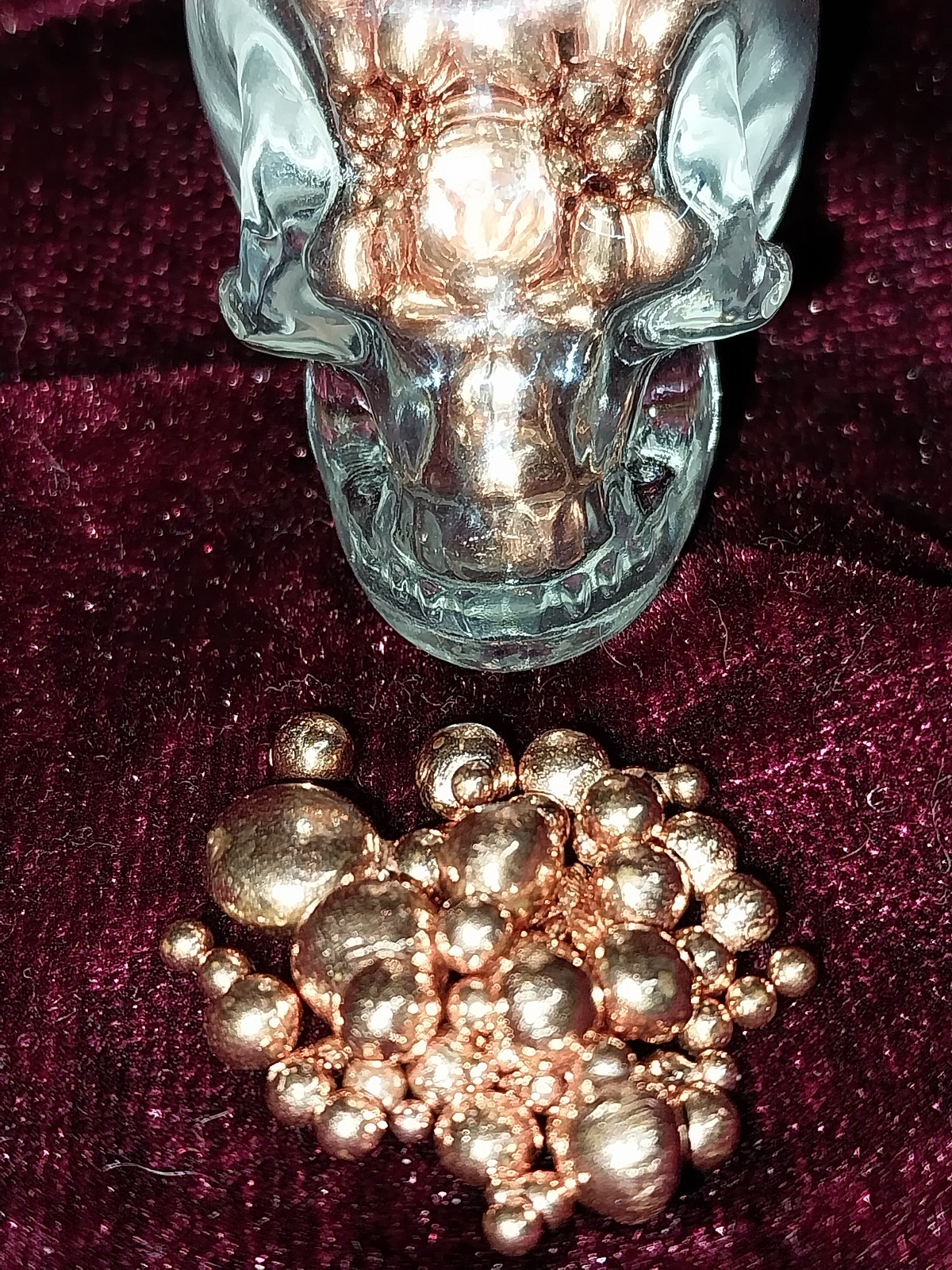 "Skull" Glass Bottle W/ Copper Bullion - 99.9 % Pure - 44 Grams - Great Gift!
