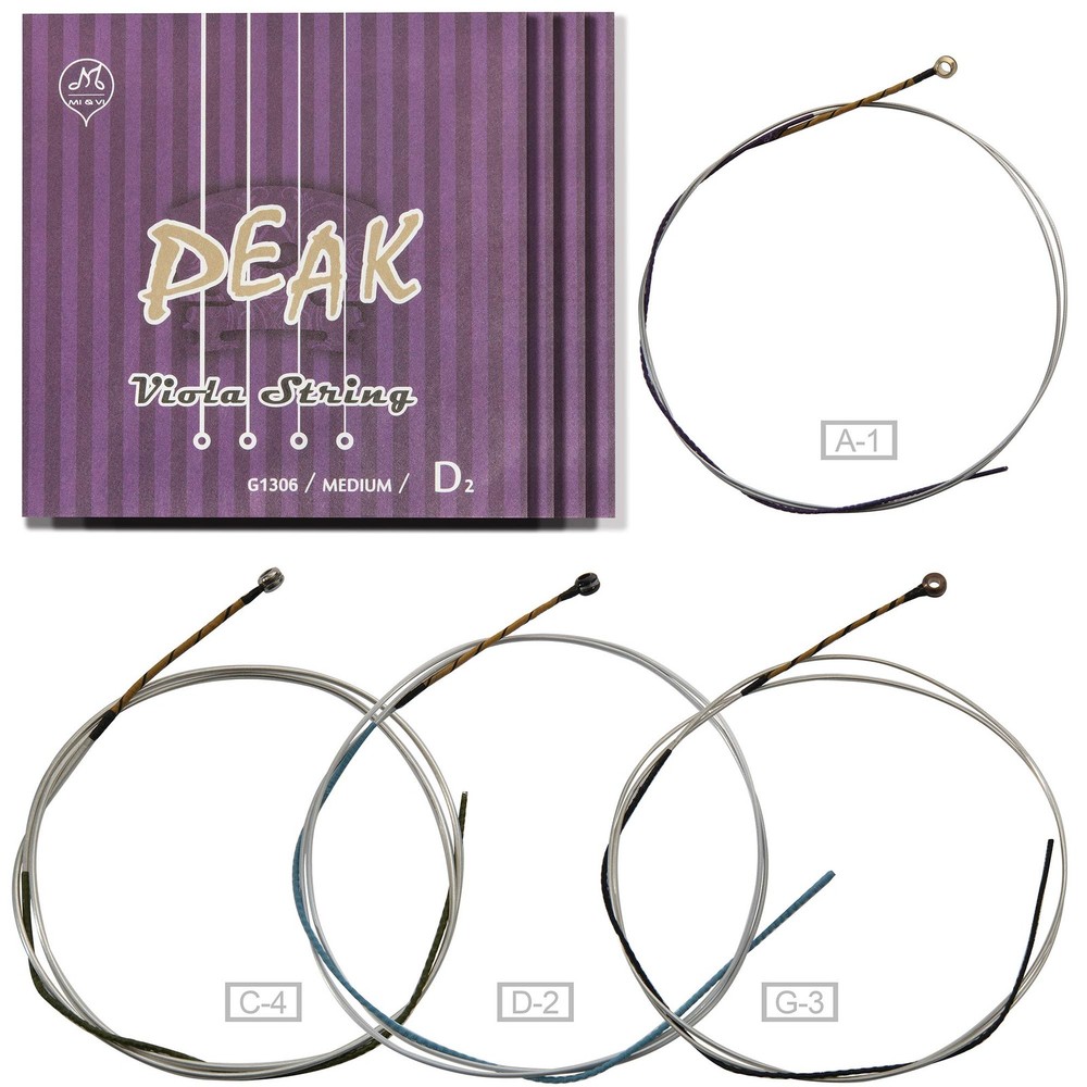 PEAK Viola Strings 15" - Synthetic Core Pure Silver Ball-End