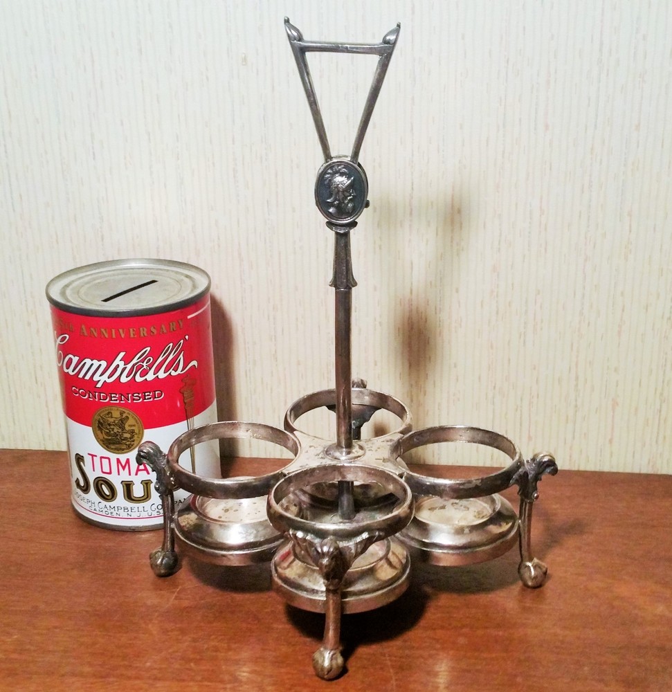 GARGOYLE reed & barton silver plate cruet caddy antique claw foot vampire bat