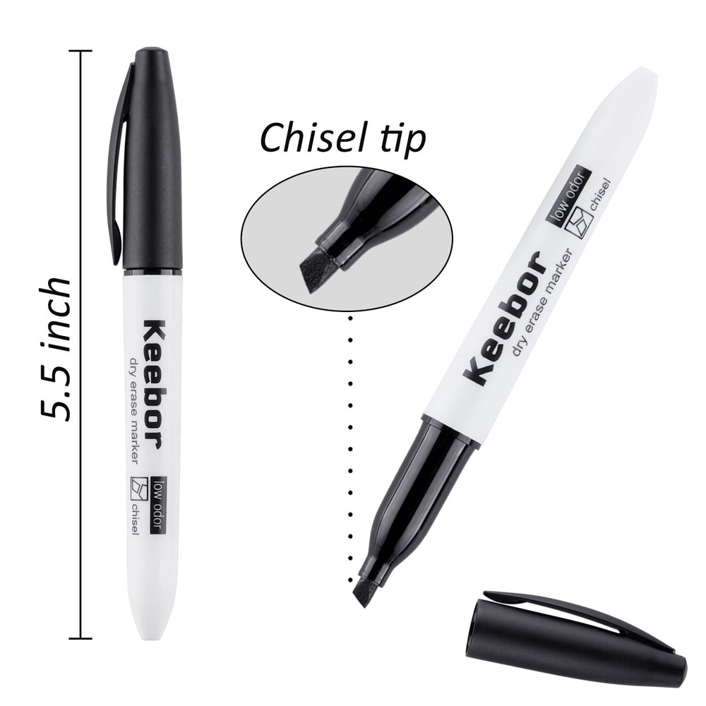 Low-Odor Dry Erase Markers Chisel Tip, 72 Count Black Whiteboard Markers, Off...