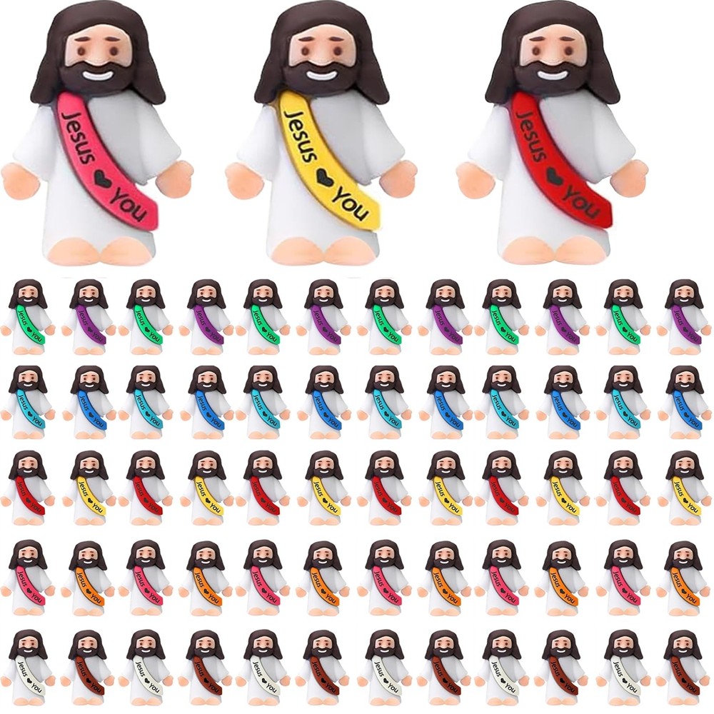 60PCS Little Jesus Figures, Mini Jesus Figurines in Bulk, Multicolor Tiny Jes...