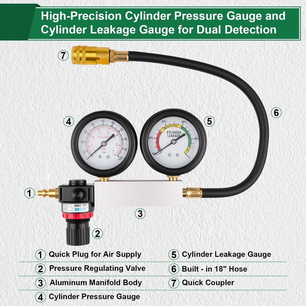 Marvelity Cylinder Leak Down Tester Kit, Automotive Engine Compression...
