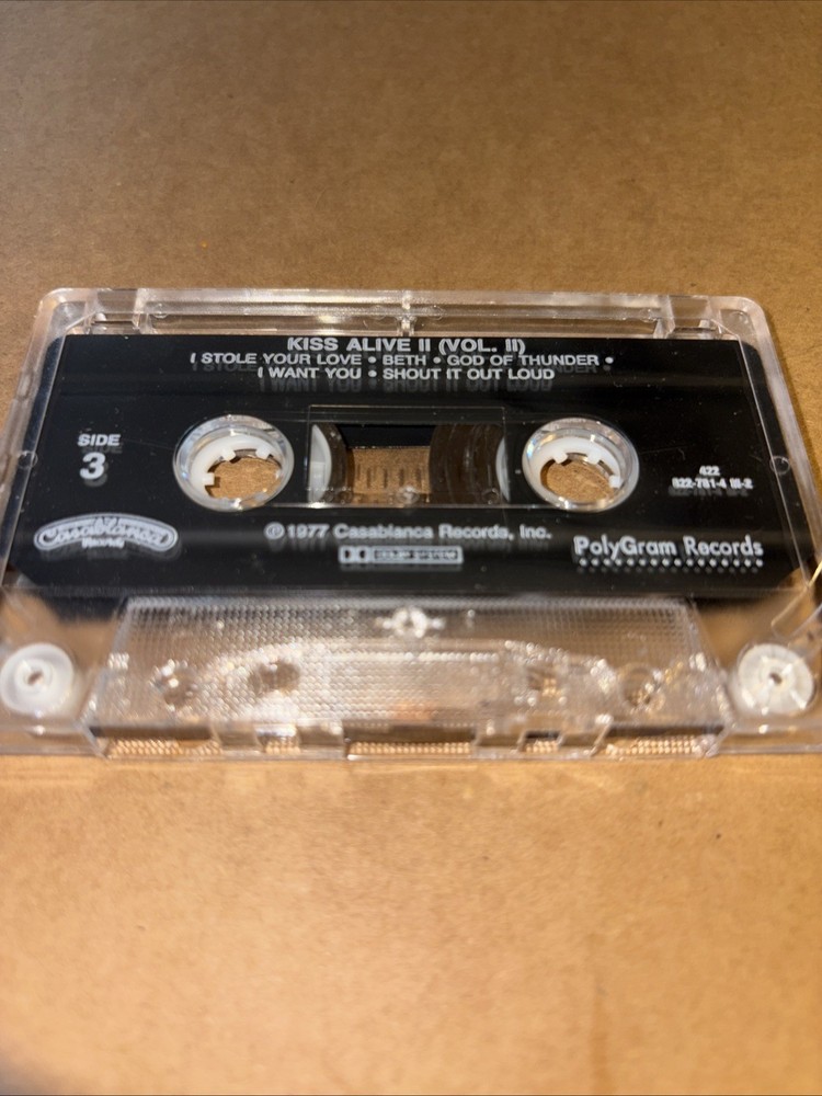 Vintage Kiss Alive II Cassette Volume II, 1977, Clear Cassette, COOL! Rock!