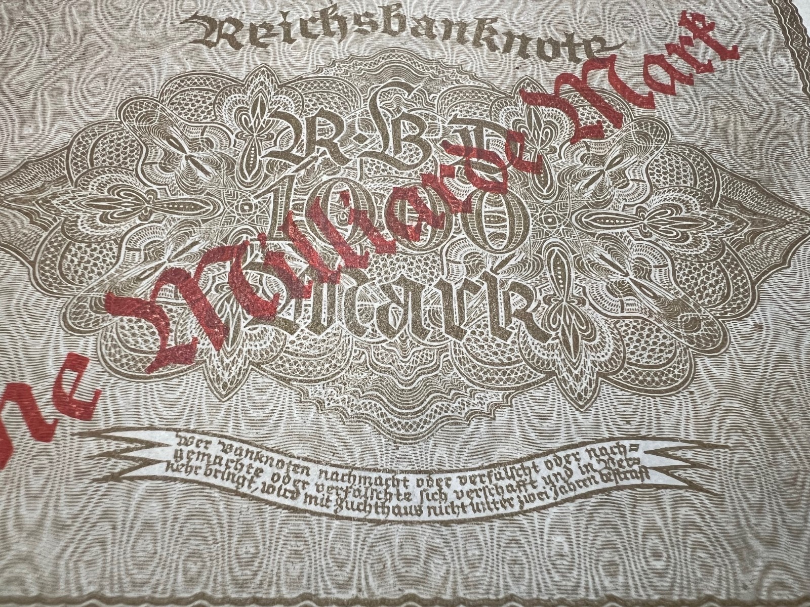 1922 German 1 Billion Mark Banknote WW1 Military Inflation Fascist Hitler Nazi