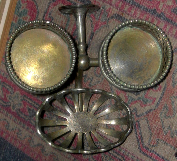Antique Chrome Brass Bathroom Sink Soap Dish Holder & Cup Holders Wall Mount