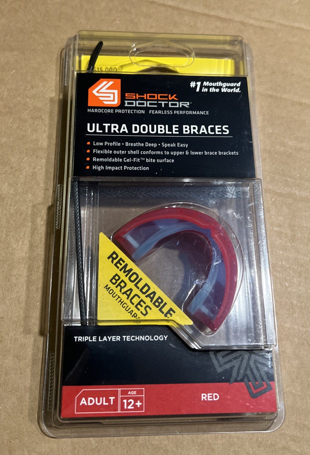 Shock Doctor Ultra Double Braces Mouthguard - Remoldable - Adult 12+ -Red- New