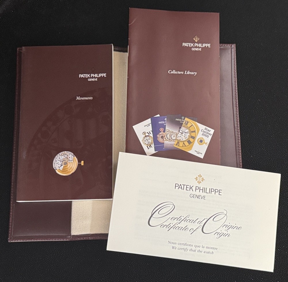 PATEK PHILIPPE LEATHER FOLDER with CERTIFICATE & MOVEMENTS BOOKLET & PAMPHLET