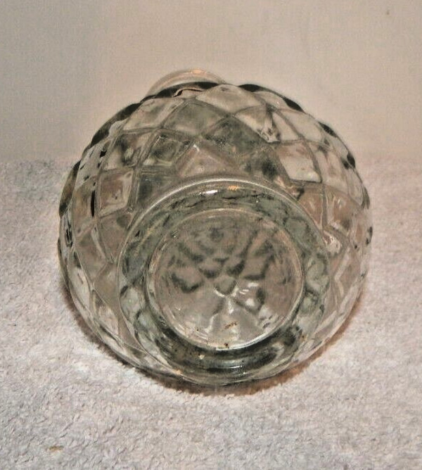 Vintage Clear Glass Vase 9” Quilted/ Diamond Pattern