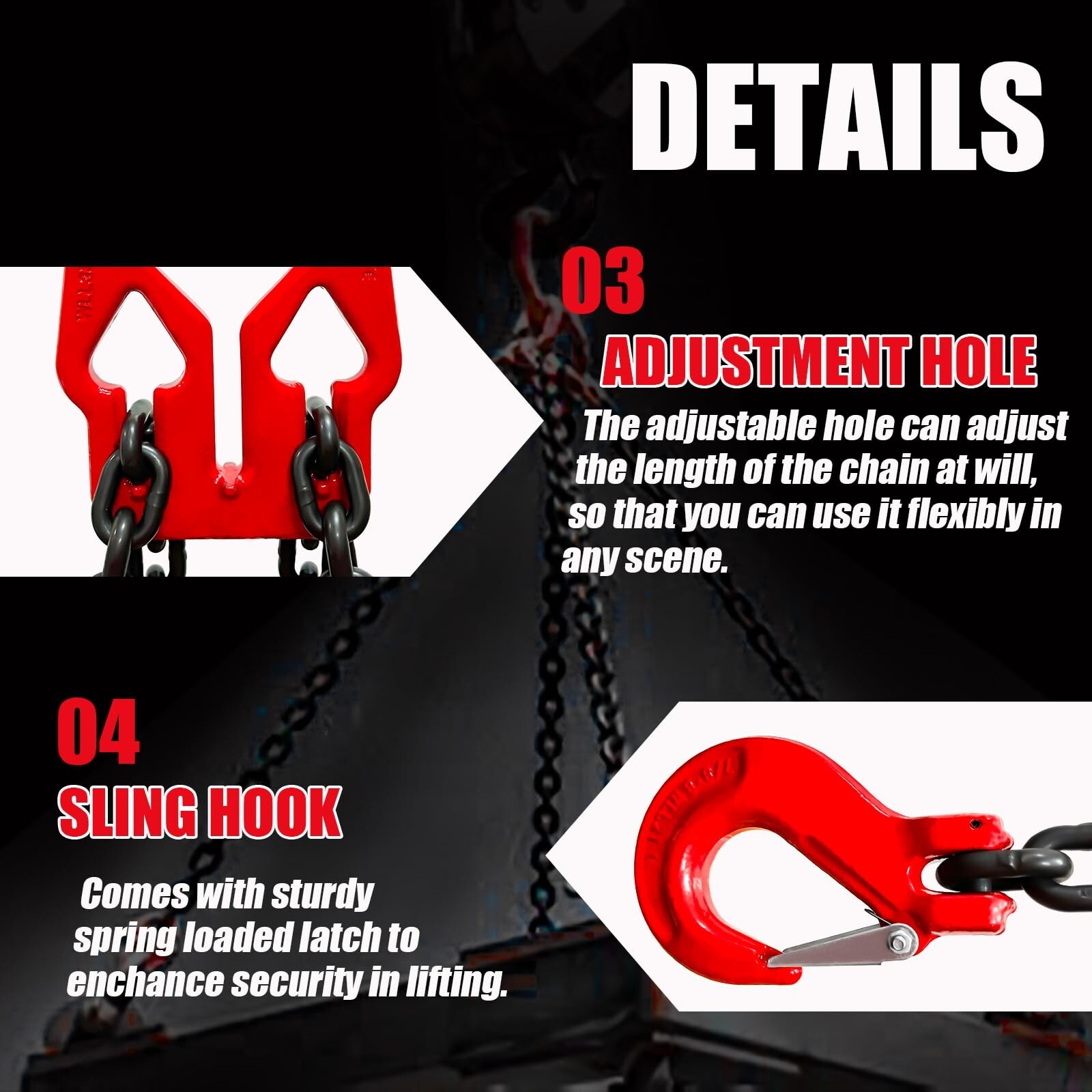 FITHOIST Adjustable Chain Sling, 3.18 T G80 Alloy Steel 2 Way Chain Slings