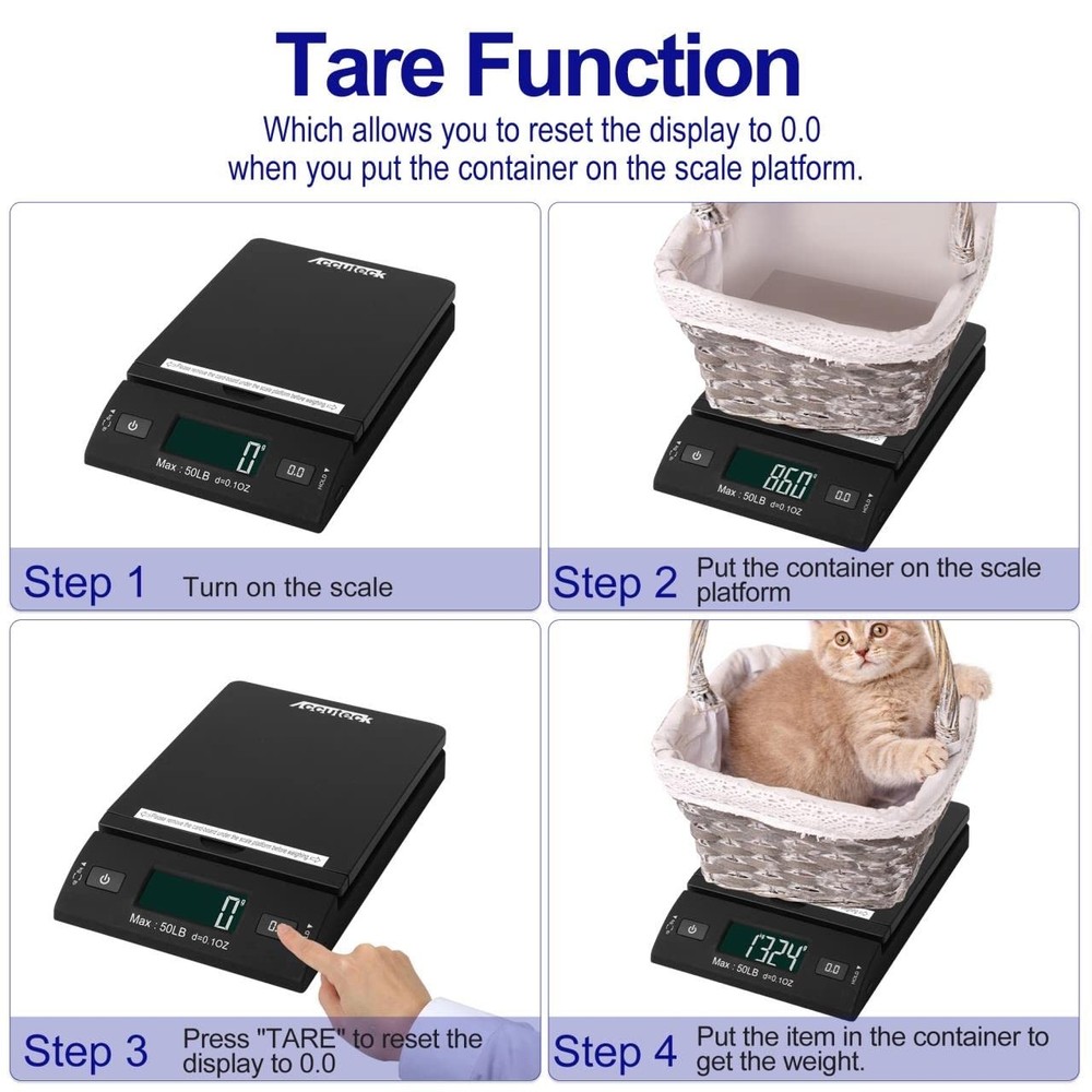 Accuteck APT50 Digital Postal Scale 50lbs Large Display Battery Powered Scale