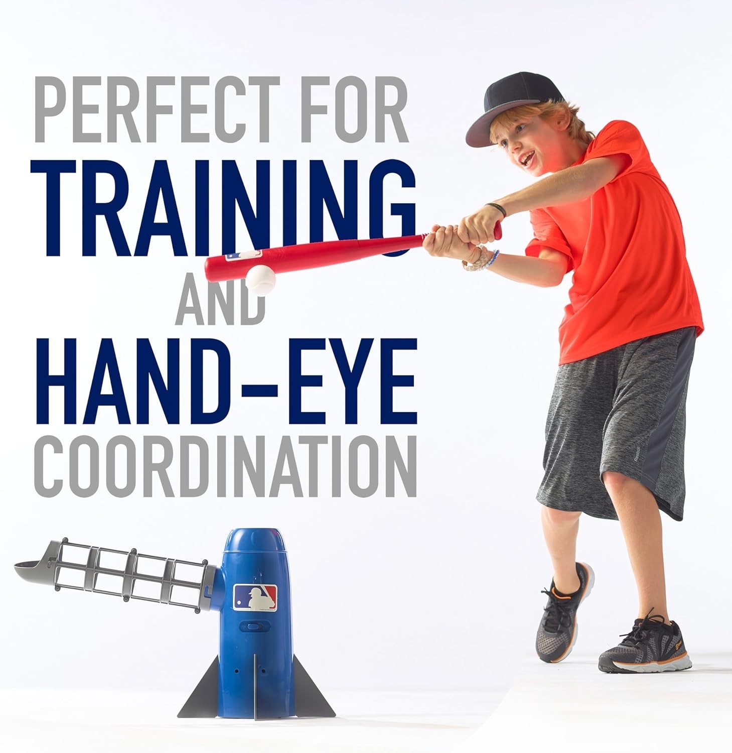 MLB Kids Pitching Machine Pop Rocket with Plastic Baseballs