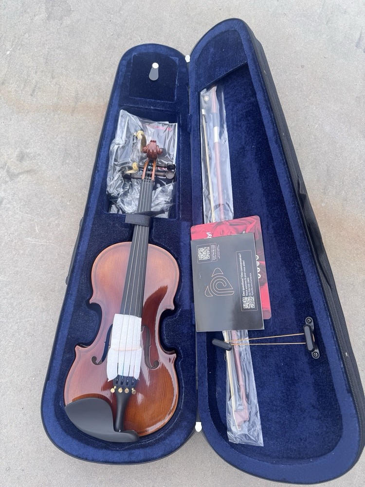 Pyle 1/4 Size Beginner Violin Starter Kit w/ Travel Case & Bow, Extra Strings